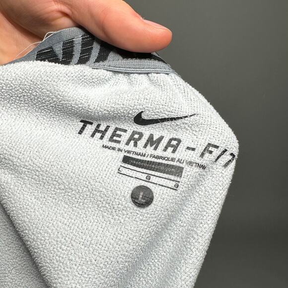 Nike Sweatpants Light Grey Polyester Subtle Embroidered Swoosh Baggy Therma Fit - Picture 4 of 4
